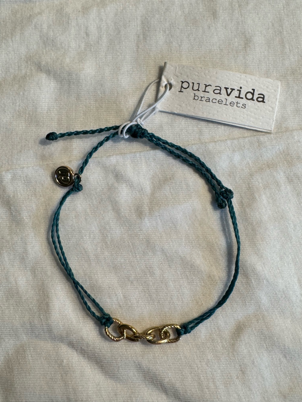 Pura Vida Teal Braided Bracelet with Gold Link Accent- Mystery Bracelet